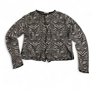 Joan Vass Zebra-Print Button Cardigan - Black & Cream